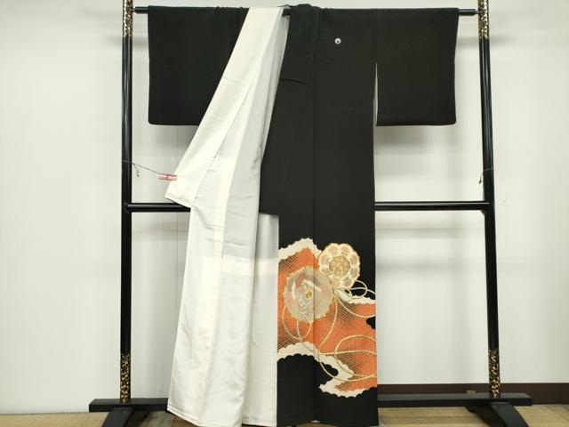 平和屋着物■豪華黒留袖 駒刺繍 鏡裏吉祥花文 暈し染め 金彩 正絹 逸品 CABB1782ou