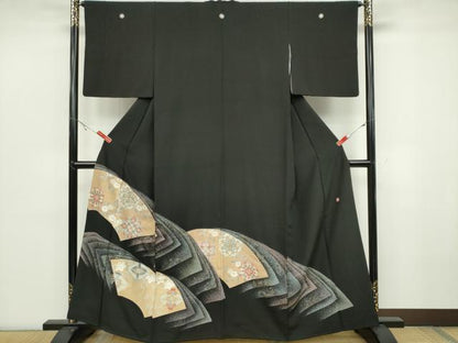 平和屋着物■豪華黒留袖 作家物 地紙花鳥文 金銀彩 正絹 逸品 CABB1807ou