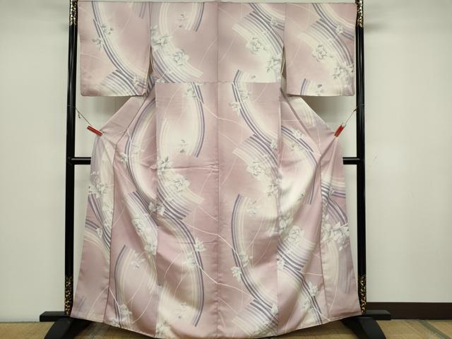 平和屋着物■上質な小紋　草花文　暈し染め　正絹　逸品　CABB1811ou