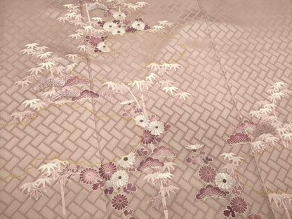 平和屋着物■豪華色留袖 刺繍 雲取り草花文 金糸 正絹 逸品 CABB1850ou