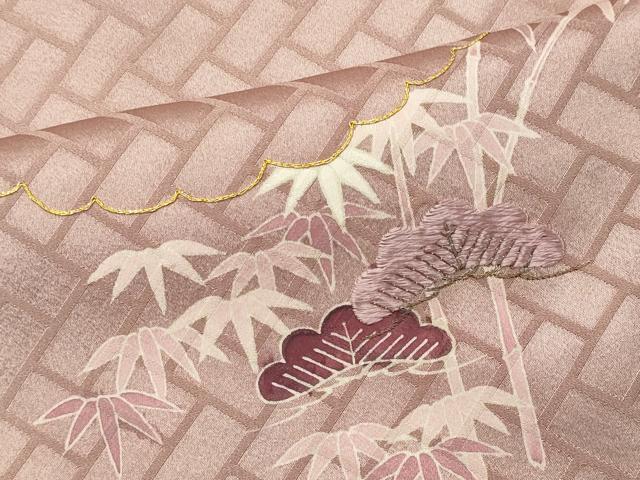 平和屋着物■豪華色留袖 刺繍 雲取り草花文 金糸 正絹 逸品 CABB1850ou