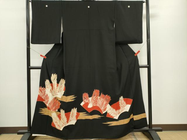 平和屋着物■豪華黒留袖 駒刺繍 若松文 金彩 正絹 逸品 CABB1868ou