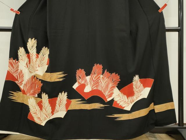平和屋着物■豪華黒留袖 駒刺繍 若松文 金彩 正絹 逸品 CABB1868ou