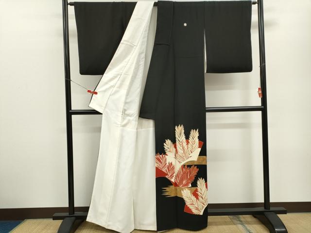 平和屋着物■豪華黒留袖 駒刺繍 若松文 金彩 正絹 逸品 CABB1868ou