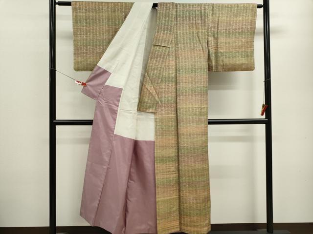 平和屋着物■上質な紬 横段文 正絹 逸品 CABB1872ou
