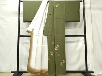平和屋着物■訪問着 刺繍 色紙重ね風景花文 金銀彩 正絹 逸品 CABB1974ou
