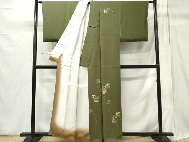 平和屋着物■訪問着 刺繍 色紙重ね風景花文 金銀彩 正絹 逸品 CABB1974ou