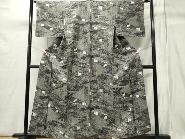 平和屋着物■上質な小紋 人物風景文 正絹 逸品 CABB1990ou
