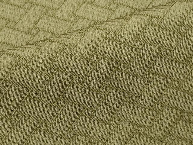 平和屋着物■上質な色無地 作家物 檜垣地紋 鶸茶色 正絹 逸品 CABB1995ou