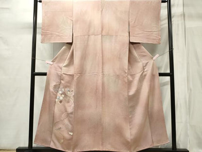 平和屋着物■訪問着 駒刺繍 檜扇花文 暈し染め 金銀糸 正絹 逸品 CABB1996ou