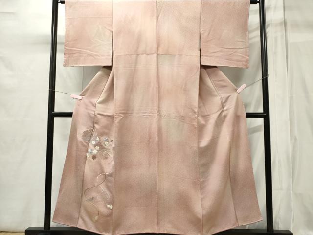 平和屋着物■訪問着 駒刺繍 檜扇花文 暈し染め 金銀糸 正絹 逸品 CABB1996ou