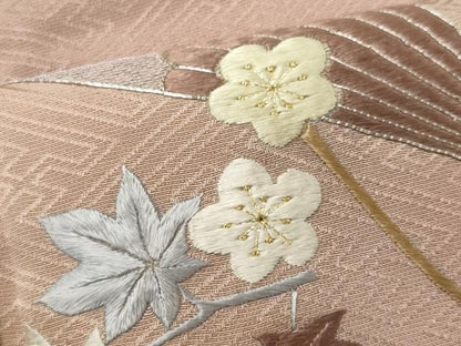 平和屋着物■訪問着 駒刺繍 檜扇花文 暈し染め 金銀糸 正絹 逸品 CABB1996ou