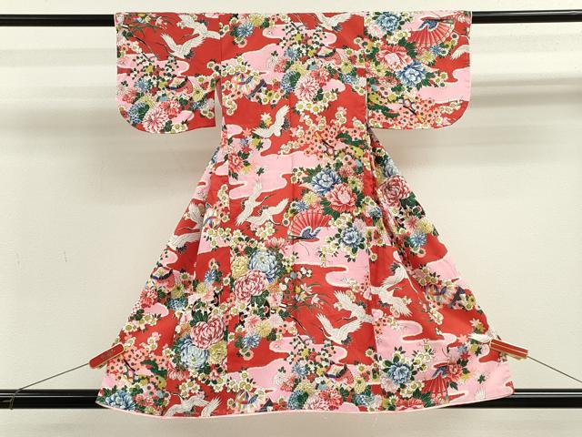 平和屋着物[]お宮参り　女の子　祝着　産着　初着　のしめ　飛鶴花車文　逸品　CABB2031ze