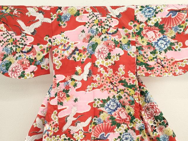 平和屋着物[]お宮参り　女の子　祝着　産着　初着　のしめ　飛鶴花車文　逸品　CABB2031ze