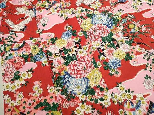 平和屋着物[]お宮参り　女の子　祝着　産着　初着　のしめ　飛鶴花車文　逸品　CABB2031ze