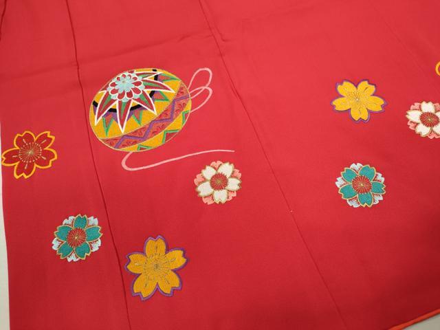 平和屋着物[]七五三　女の子　３歳　祝着　三つ身　総刺繍　鞠舞桜文　金糸　逸品　CABB2037ze