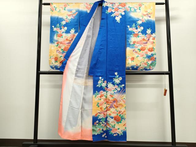 平和屋着物∵女の子 十三参り 子供 祝着 駒刺繍 鳳凰花鳥文 暈し染め 金彩 逸品 CABB2038ze
