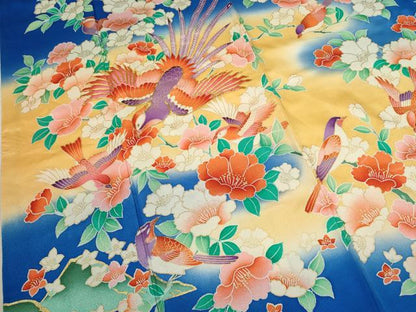 平和屋着物∵女の子 十三参り 子供 祝着 駒刺繍 鳳凰花鳥文 暈し染め 金彩 逸品 CABB2038ze