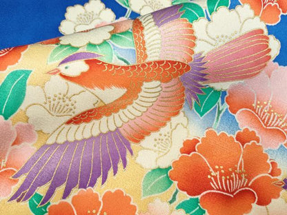 平和屋着物∵女の子 十三参り 子供 祝着 駒刺繍 鳳凰花鳥文 暈し染め 金彩 逸品 CABB2038ze
