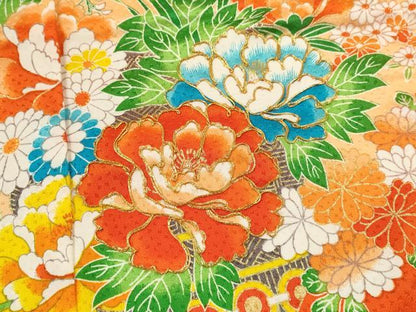 平和屋着物[]七五三　女の子　７歳　祝着　四つ身　長襦袢セット　駒刺繍　花籠文　金彩　洗える着物　CABB2056ze