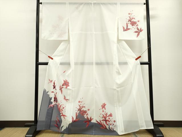 平和屋着物＊夏物 訪問着 絽 花鳥文 金彩 洗える着物 CABB2072ze