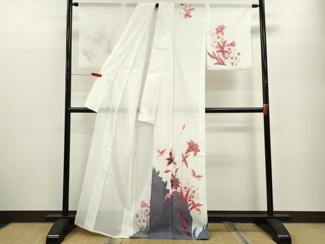 平和屋着物＊夏物 訪問着 絽 花鳥文 金彩 洗える着物 CABB2072ze
