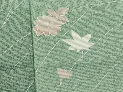 平和屋着物＊夏物 訪問着 絽 草花文 たたき染め 銀彩 正絹 逸品 CABB2074ze