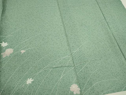 平和屋着物＊夏物 訪問着 絽 草花文 たたき染め 銀彩 正絹 逸品 CABB2074ze
