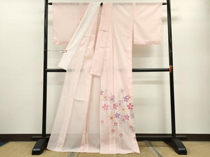 平和屋着物＊夏物 色留訪問着 絽 枝垂れ桜文 金彩 洗える着物 未使用 CABB2075ze