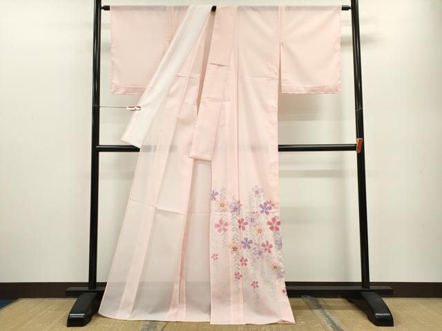 平和屋着物＊夏物 色留訪問着 絽 枝垂れ桜文 金彩 洗える着物 未使用 CABB2075ze