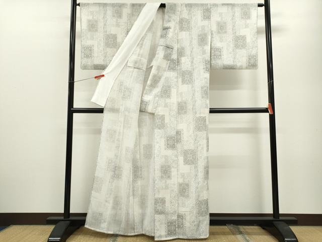 平和屋着物＊夏物 小紋 色紙重ね吉祥花文 洗える着物 CABB2076ze