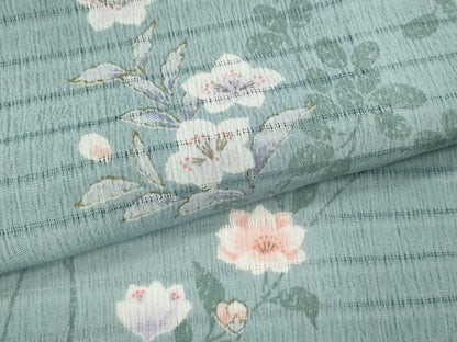 平和屋着物＊夏物 小紋 変わり絽 枝花文 金彩 洗える着物 CABB2087ze