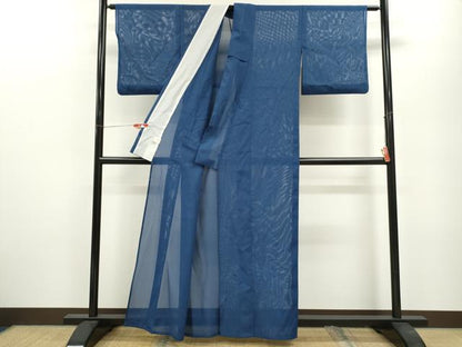 平和屋着物＊夏物 色無地 絽 深縹色 洗える着物 CABB2088ze