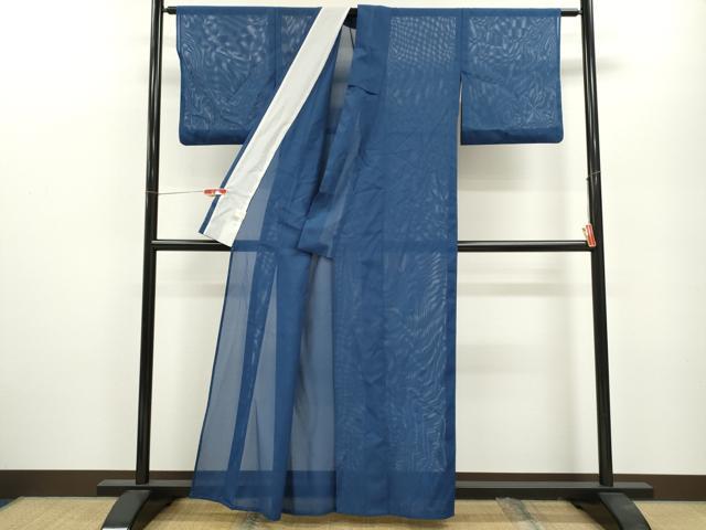 平和屋着物＊夏物 色無地 絽 深縹色 洗える着物 CABB2088ze