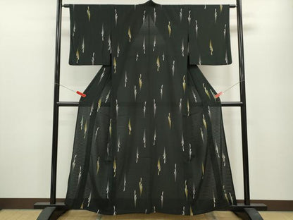 平和屋着物＊夏物 小紋 絽 吉祥文 黒地 洗える着物 CABB2091ze
