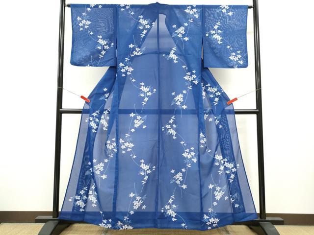 平和屋着物＊夏物 小紋 絽 枝花文 洗える着物 CABB2093ze