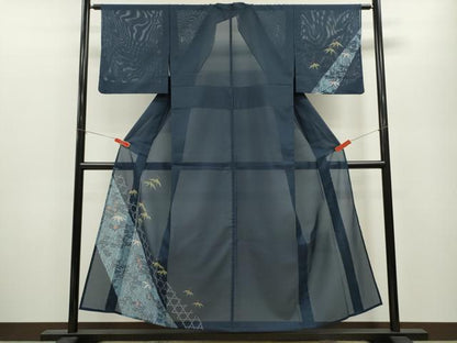 平和屋着物＊夏物 訪問着 絽 網目笹文 洗える着物 CABB2095ze