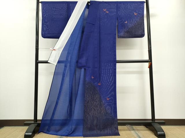 平和屋着物＊夏物 訪問着 絽 草木舞蝶文 暈し染め 金彩