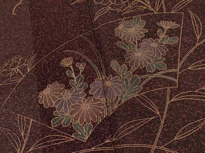 平和屋着物＊夏物 訪問着 絽 地紙草花文 たたき染め 金彩 洗える着物 CABB2100ze