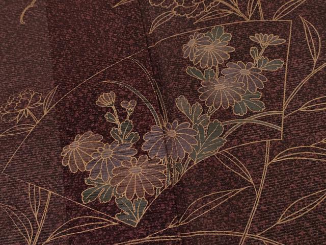 平和屋着物＊夏物 訪問着 絽 地紙草花文 たたき染め 金彩 洗える着物 CABB2100ze