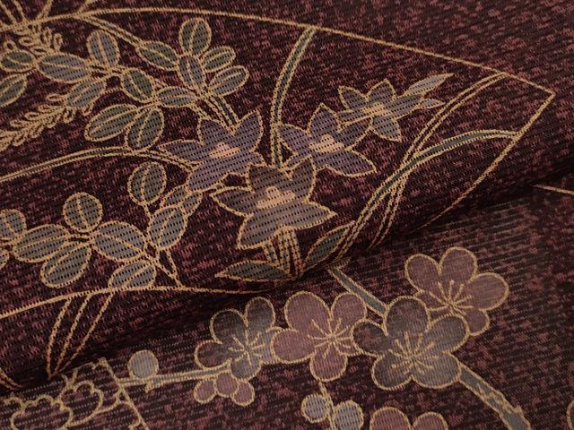 平和屋着物＊夏物 訪問着 絽 地紙草花文 たたき染め 金彩 洗える着物 CABB2100ze