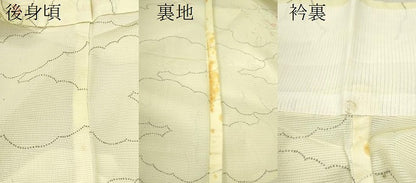 平和屋着物＊夏物 小紋 絽 雲取り草花文 洗える着物 CABB2101ze