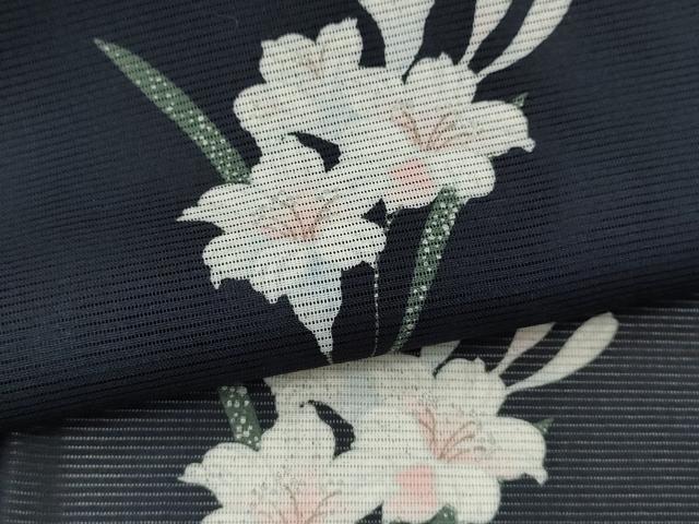 平和屋着物＊夏物 小紋 絽 草花文 洗える着物 CABB2104ze