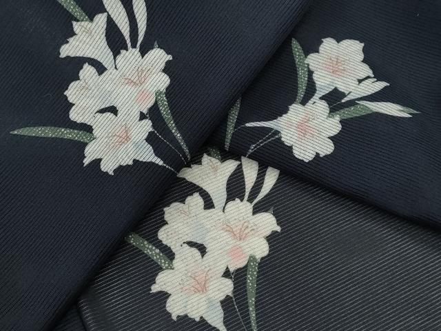 平和屋着物＊夏物 小紋 絽 草花文 洗える着物 CABB2104ze