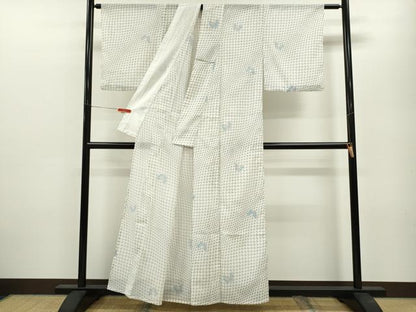 平和屋着物＊夏物 小紋 絽 網目舞蝶文 洗える着物 CABB2105ze