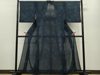 平和屋着物＊夏物 小紋 紗 花唐草文 洗える着物 CABB2106ze