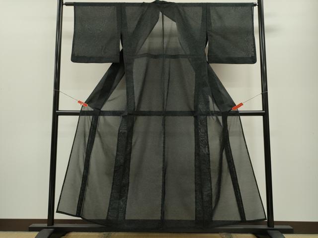 平和屋着物＊夏物　小紋　紗　楓尽くし　黒地　さんび謹製　CABB2110ze 平和屋着物＊夏物 小紋 紗 楓尽くし 黒地 さんび謹製 CABB2110ze