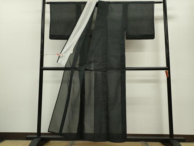 平和屋着物＊夏物 小紋 紗 楓尽くし 黒地 さんび謹製 CABB2110ze