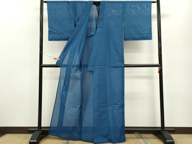 平和屋着物＊夏物 色無地 絽 青藍色 洗える着物 未使用 CABB2114ze