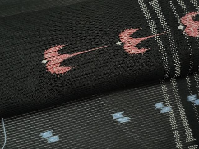 平和屋着物＊夏物 小紋 絽 燕竹間道 黒地 洗える着物 CABB2116ze